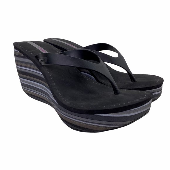 Ipanema Shoes - iPanema Wedge Stripe Thong Platform Sandals 9 40